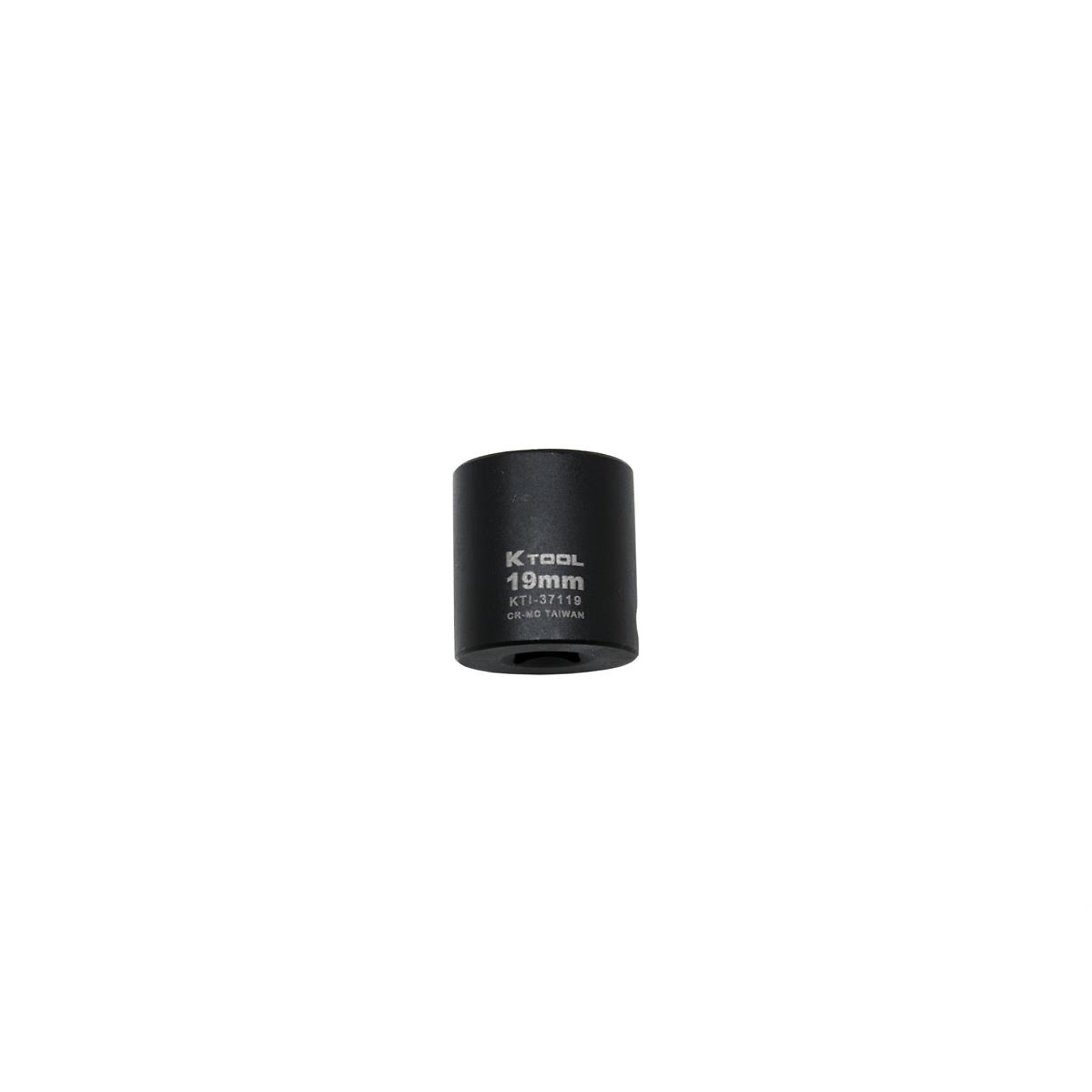K Tool International Impact Socket — 19mm, 3/8in. Drive, 6-Point, Chrome-Moly Steel, Model# KTI37119